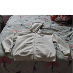 cream Hoodie with zipper, New York embroided, Sz S, NEW
